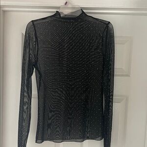 Black Sheer Long Sleeve Top
